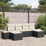 Set de canapele pentru grădină cu pernă 6 pcs Negru poliratan GartenMobel Dekor