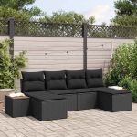 Set de canapele pentru grădină cu pernă 6 pcs Negru poliratan GartenMobel Dekor