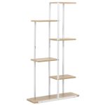 Etajera cu 6 rafturi din metal si MDF, 60x20x113 cm, alb si maro Household NewTrend