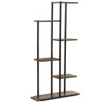 Etajera cu 6 rafturi din metal si MDF, 60x20x113 cm, negru si maro Household NewTrend