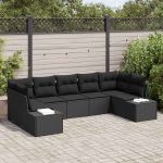 Set de canapele pentru grădină 7 pcs Negru 289 x 154 x 85 cm GartenMobel Dekor