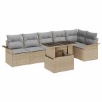 Set de canapele pentru grădină cu pernă 7 pcs Bej Rattan poli GartenMobel Dekor