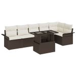 Set de canapele pentru grădină cu pernă 7 pcs Maro Rattan poli GartenMobel Dekor