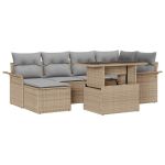 Set de canapele pentru grădină cu pernă 7 pcs Bej Rattan poli GartenMobel Dekor