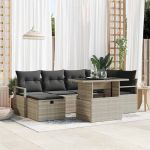 Set de canapele pentru grădină 7 pcs Gri deschis Rattan poli GartenMobel Dekor