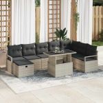 Set de canapele pentru grădină 9 pcs Gri deschis Rattan poli GartenMobel Dekor