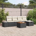 Set de canapele pentru grădină cu pernă 6 pcs Negru Rattan poli GartenMobel Dekor