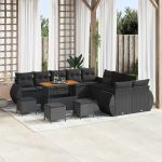 Set de canapele pentru grădină 14 pcs Negru 110 x 55 x 71 cm GartenMobel Dekor