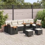 Set de canapele pentru grădină 10 pcs Negru Rattan poli GartenMobel Dekor