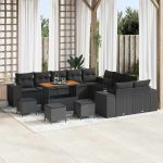Set de canapele pentru grădină 14 pcs Negru 110 x 55 x 71 cm GartenMobel Dekor