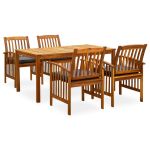 Set mobilier de grădină cu perne, 5 piese, lemn masiv de acacia GartenMobel Dekor