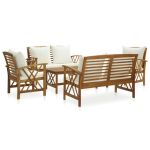 Set mobilier grădină cu perne, 5 piese, lemn masiv de acacia GartenMobel Dekor