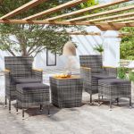 Set mobilier bistro grădină 5 piese gri poliratan/lemn acacia GartenMobel Dekor