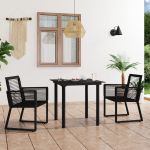 Set mobilier de exterior, 3 piese, negru, ratan PVC GartenMobel Dekor