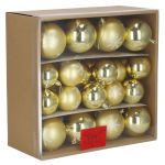 Set globuri Craciun 36 bucati, diverse modele, diametru 6-8 cm, auriu Household NewTrend