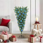 Brad de Crăciun artificial pre-iluminat cu design cu susul în jos și set de bile GartenMobel Dekor