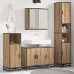 Set de mobilier pentru baie Pe perete 4 pcs stejar artizanal GartenMobel Dekor