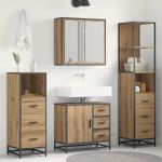 Set de mobilier pentru baie cu sertar 4 pcs stejar artizanal GartenMobel Dekor