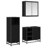 Set de mobilier pentru baie 3 pcs Stejar negru 65 x 33 x 60 cm GartenMobel Dekor