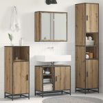 Set de mobilier pentru baie Pe perete 3 pcs stejar artizanal GartenMobel Dekor