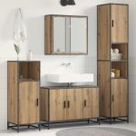 Set de mobilier pentru baie Pe perete 3 pcs stejar artizanal GartenMobel Dekor