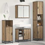 Set de mobilier pentru baie Pe perete 4 pcs stejar artizanal GartenMobel Dekor
