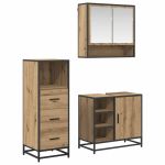 Set de mobilier pentru baie cu sertar 3 pcs stejar artizanal GartenMobel Dekor