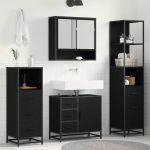 Set de mobilier pentru baie 4 pcs Stejar negru 65 x 33 x 60 cm GartenMobel Dekor