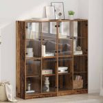 Bufet 2 pcs Lemn Vechi 136 x 37 x 142 cm Lemn compozit GartenMobel Dekor