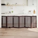 Poartă câini pliabilă cu ușă 6 panouri maro, 300 cm, lemn plop GartenMobel Dekor