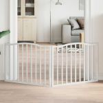 Poartă pentru câini pliabilă, 2 panouri, alb, 160 cm, lemn plop GartenMobel Dekor