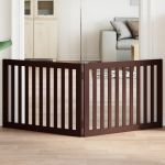 Poartă pentru câini pliabilă 2 panouri maro, 160 cm, lemn plop GartenMobel Dekor