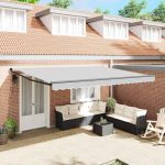 Copertină Antracit 5 x 3 m Metal GartenMobel Dekor