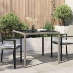 Masă de grădină pentru dining Gri 90 x 90 x 75 cm Rattan poli GartenMobel Dekor