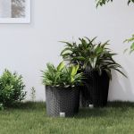 Jardinieră cu interior detașabil, antracit 15 / 15,3 L PP ratan GartenMobel Dekor