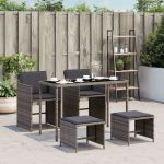 Set mobilier de grădină cu perne, 5 piese, gri, poliratan GartenMobel Dekor