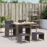 Set mobilier de grădină cu perne, 5 piese, gri, poliratan GartenMobel Dekor