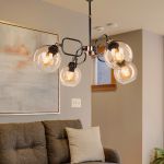 Hängeleuchte Crawley 4xE27 Metall Glas Schwarz / Kupferfarben [lux.pro] HausGarden Leisure