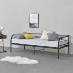 Pat rama metalica cu grata Falun otel negru [en.casa] HausGarden Leisure
