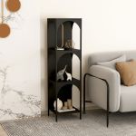 Raft, en.casa, PXSL-0150 Akaa, 133 x 35 x 35 cm, otel, negru, 5 kg, de sine statator, cu 4 polite depozitare HausGarden Leisure