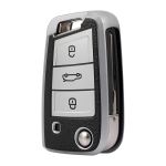 Husa Cheie Auto Briceag VW Golf 7, Tpu, Aspect Piele, Gri AutoProtect KeyCars