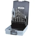 Set burghie HSS-G tip N si tarozi manuali cu executia filetului dintr-o singura operatie HSS-G compus din 15 piese RUKO 245004RO HardWork ToolsRange