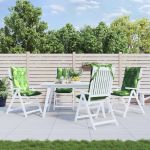 Perne de scaun spătar înalt, 4 buc, model frunze, textil Oxford GartenMobel Dekor