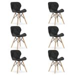 Set 6 scaune bucatarie/living, Artool, Lago, piele ecologica, lemn, negru, 47x38x73 cm GartenVIP DiyLine