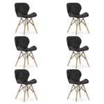 Set 6 scaune bucatarie/living, Artool, Lago, piele ecologica, lemn, negru, 47x38x73 cm GartenVIP DiyLine