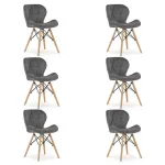 Set 6 scaune bucatarie/living, Artool, Lago Velvet, catifea, lemn, gri, 48x52.5x74 cm GartenVIP DiyLine