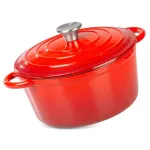 Oala de fonta emailata cu capac, maner din inox, rosie, 4 L, Magic Home GartenVIP DiyLine