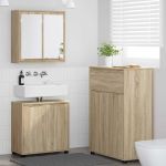 Set de mobilier pentru baie 3 pcs Stejar Sonoma Lemn compozit GartenMobel Dekor
