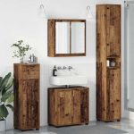 Set de mobilier pentru baie 4 pcs Lemn Vechi Lemn compozit GartenMobel Dekor