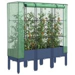 Strat înălțat cu husă de seră, aspect ratan, 120x40x140 cm GartenMobel Dekor